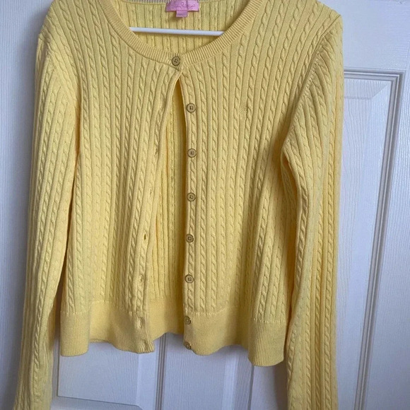Lilly Pulitzer Yellow Cable Knit Cardigan Sweater - Picture 5 of 6